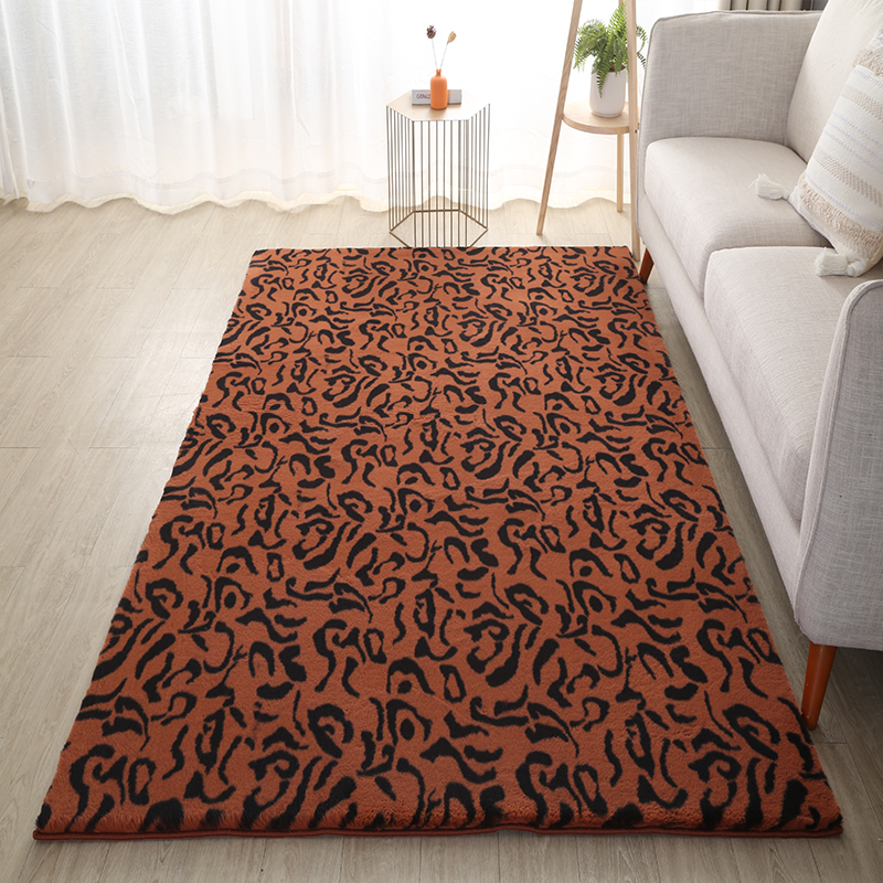 Printed rabbit fur carpet